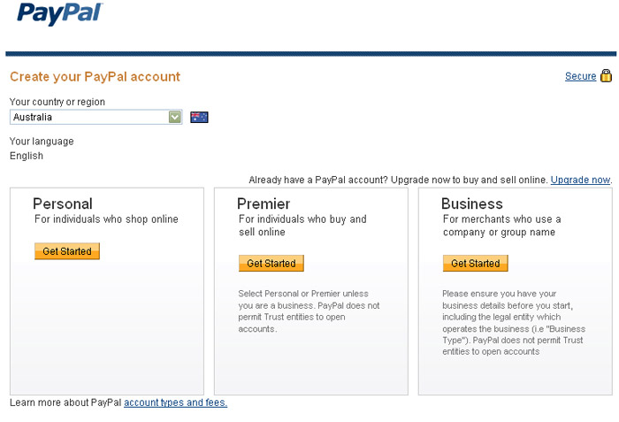 Creating a PayPal Account