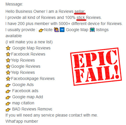 Fake Reviews an Epic Fail