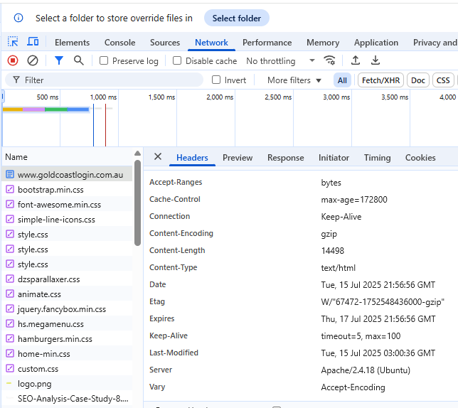 Example of a page header snippet