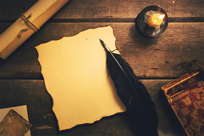 Ancient-Table-With-Quill-Pen