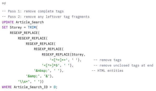 MySQL 8 Remove HTML Tags